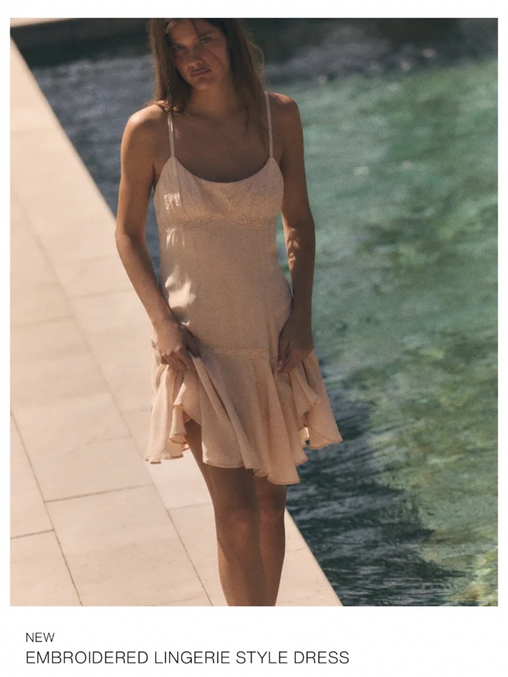 Zara embroidered lingerie style mini dress